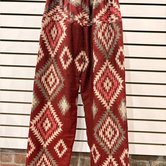 Geometric Patterned Red Pants - Picture 2 of 2